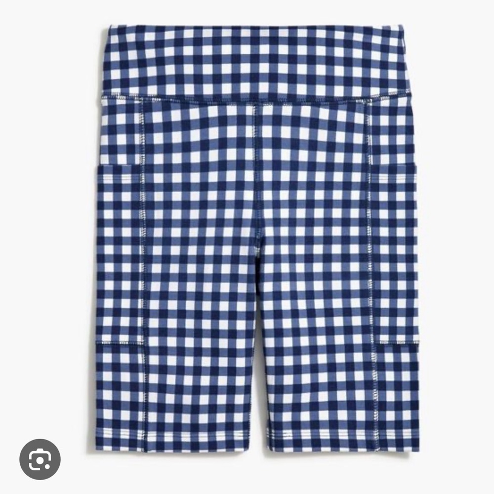J. Crew Factory Navy and White Gingham Athletic Shorts